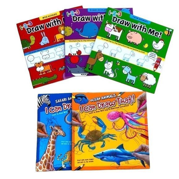 Little Artist Drawing Book Bundle of 5 Draw With Me and Drawing I Can Draw That - Picture 1 of 12